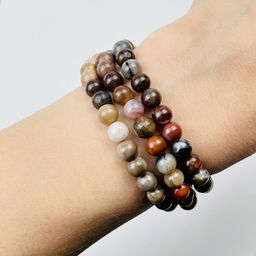 Бусины для украшений Окаменелое дерево (57 бусин) 38 см