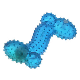 Пэт тойс (Pet toys) Игрушка для собаки Косточка-волна массажная 14,5х7см h3,8см, ПВХ, с пищалкой, светящаяся, на картоне, прозрачная, цвета в ассортименте: синий, розовый, зеленый, желтый (Китай) - Домашняя мода фото 4