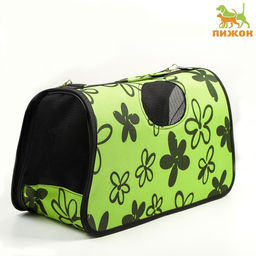 Сумка - переноска для животных Цветы, каркасная, размер М, 40 х 21 х 27 см