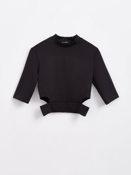 CONTE Укороченный спортивный топ с фигурными вырезами по бокам LD 1718 black black