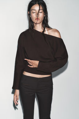 SUDADERA ASIM?TRICA ALGOD?N / Chocolate - Zara фото 2