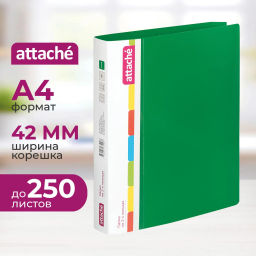 Папка на 2-х кольцах пласт. 35/42мм А4 ATTACHE F502/07 зеленая  фото 2