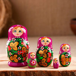 Матрёшка дерево «Божья коровка», фиолетовый платок, 5 кукольная, 9-11 см