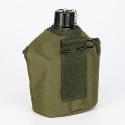 Фляжка армейская походная Adventure 0.8 л для воды, с котелком, металл, зелёный чехол