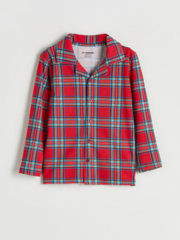 G?mlek Yaka Ekose Erkek ?ocuk Pijama Tak?m?