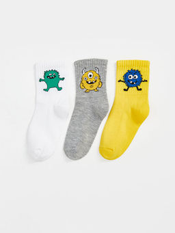 Desenli Erkek ?ocuk Soket ?orap 3l?