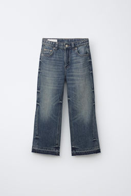JEANS FLARE FIT DESFLECADO / Azul / Verde