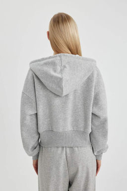 Толстовка на молнии с капюшоном и принтом Cool Oversize - Defacto фото 9