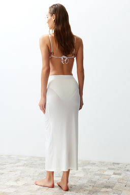 Plaj Giyim Ekru Dokuma Maxi Etek TBESS23ET00021