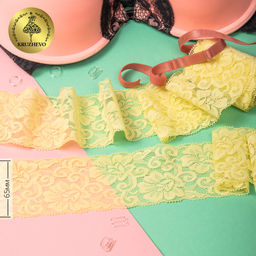 Кружево-стрейч KRUZHEVO арт.TBY.L840 шир.65мм цв.12 бл.желтый уп.25м