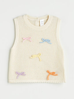 Kurdele Detayl? K?z ?ocuk Triko S?veter