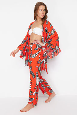 TRENDYOLMILLA Cicek Desenli Dokuma Plaj Pantolon TBESS24PL00021 фото 2