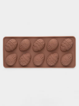 Форма для шоколада Доляна Пасха, силикон, 23?10?1.5 см, 10 ячеек (4.2?3 см), коричневая