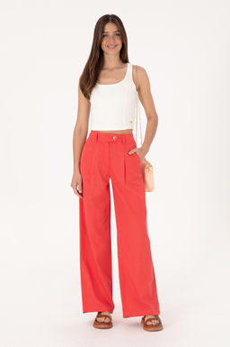 Kad_n K_rm_z_ Loose Fit Kanvas Pantolon