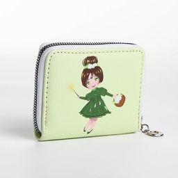 Кошелёк на молнии, отдел для карт, для монет, зелёный