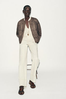 EMBROIDERED FAUX SUEDE BOMBER JACKET - Zara фото 8