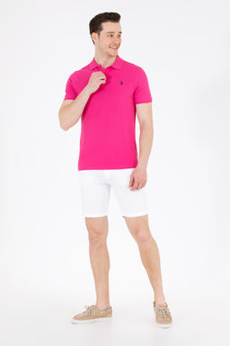 U. S. Polo Assn Мужская базовая футболка с воротником-поло цвета фуксии - U.s. polo assn фото 5