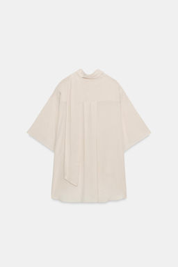 CAMISA FLUIDA LAZADA ZW COLLECTION / Beige - Zara фото 9