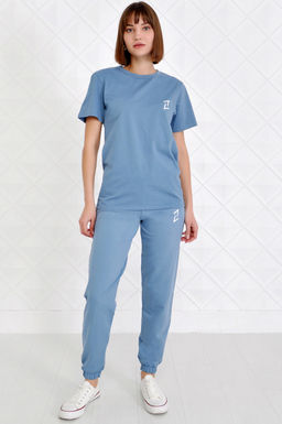 Арт. 2349 Костюм женский грязно-голубой 44-52 (5 шт) Цвет:верх-грязно-голубой, низ-грязно-голубой