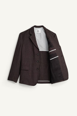 BLAZER TRAJE RAYAS VISCOSA - LINO / Marr?n oscuro - Zara фото 8