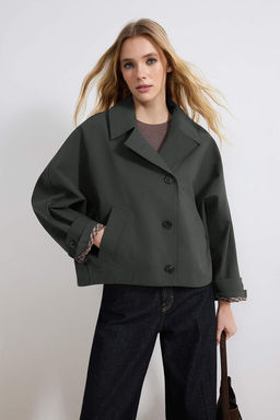 Kahverengi Desenli Astarl? Yumusak Tuseli Oversize K?sa Mont TWOSS26MO00013 - Trendyolmilla фото 5
