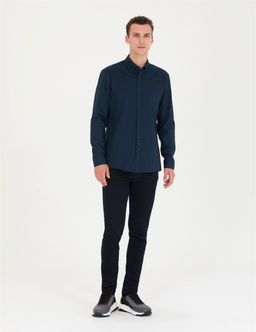 Lacivert Regular Fit Uzun Kollu G_mlek