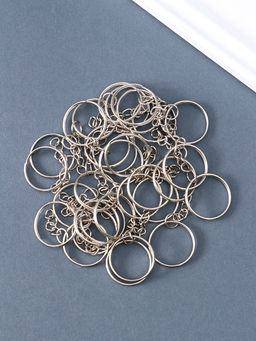 Основа для брелока кольцо металл с цепочкой серебро набор 50 шт 2,4х2,4 см