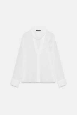 BLUSA SEMITRANSPARENTE FLOR / Blanco - Zara фото 8