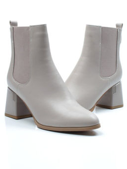 01-PCM359-2 GRAY/BEIGE Ботинки Челси демисезонные женские (натуральная кожа, байка)