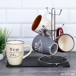 Кружки 4 штуки на металлическом стенде 350 мл / 2250-6 / - Галеонтрейд фото 3