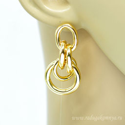 Серьги "Премиум" 22*45мм золотистые, 12г