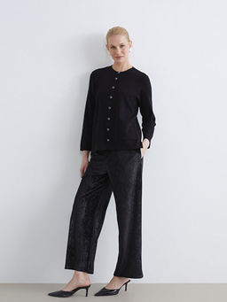 Beli Lastikli Parlak G?r?n?ml? Kad?n Pantolon