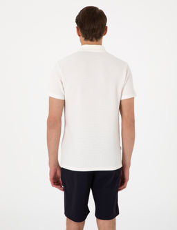 Ekru Slim Fit _rme Dokulu Polo Yaka Ti__rt