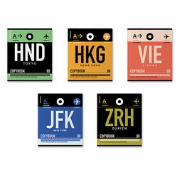 Цена за 5 шт. Тетрадь общая ученическая ErichKrause Багажные бирки, 80 листов, клетка_MIX-PACK фото 2