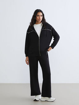 Kap??onlu Oversize Kad?n Fermuarl? Sweatshirt