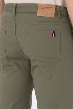 Erkek Koyu Haki Slim Fit Kanvas Pantolon