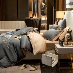 КПБ Mency однотонный с вышивкой MENO019 Евро