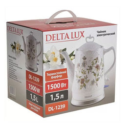 Чайник эл.DELTA LUX корпус из фарфора 1,5л "Цветы" 1500Вт арт. DL-1239