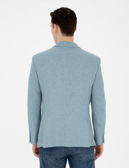 A__k Mavi Ex. Slim Fit Keten Kar___ml_ Ceket