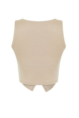 Vizon Dugme Detayl? V Yaka Crop Regular/Normal Kesim Esnek Orme Yelek TWOSS23YE00037