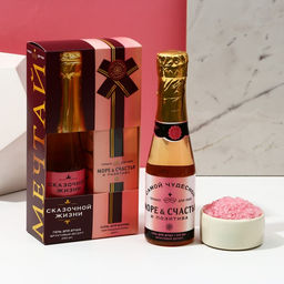 Подарочный набор косметики «Море счастья»: гель для душа шампанское 250 мл и соль для ванны 200 г, Чистое счастье