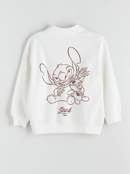 Polo Yaka Stitch Bask?l? K?z ?ocuk Sweatshirt