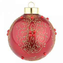 Елочная игрушка шар стеклянная д9,5см, красный металлик, ручная художественная роспись, подарочная упаковка (Россия) - Домашняя мода фото 2