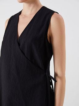 Kruvaze Yaka Dokulu Bluz