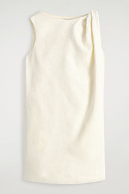 VESTIDO CORTO DE LINO CON DETALLE RETORCIDO