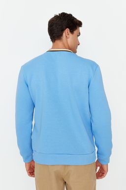 Синяя мужская рубашка стандартного кроя с воротником и аппликацией, семейная комбинация, мягкая пушистая толстовка TMNAW23SW00160