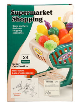 Продуктовая тележка «Магазинчик», с овощами и фруктами, 15 предметов