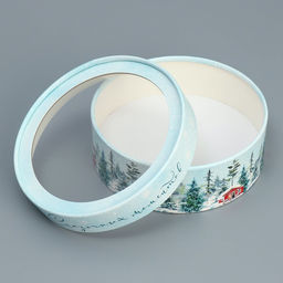 Коробка новогодняя для макарун тубус с окном «Сказочных моментов», 16×16×5 см