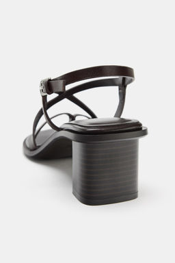 SANDALIA TAC?N ANCHO PIEL / Marr?n - Zara фото 6