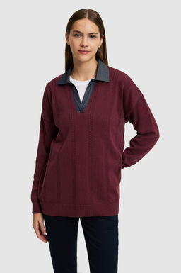 Джемпер U.S. Polo Assn VR177 бордовый из хлопка